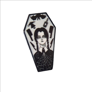 🎁 Black and White Coffin-Shaped Brooch